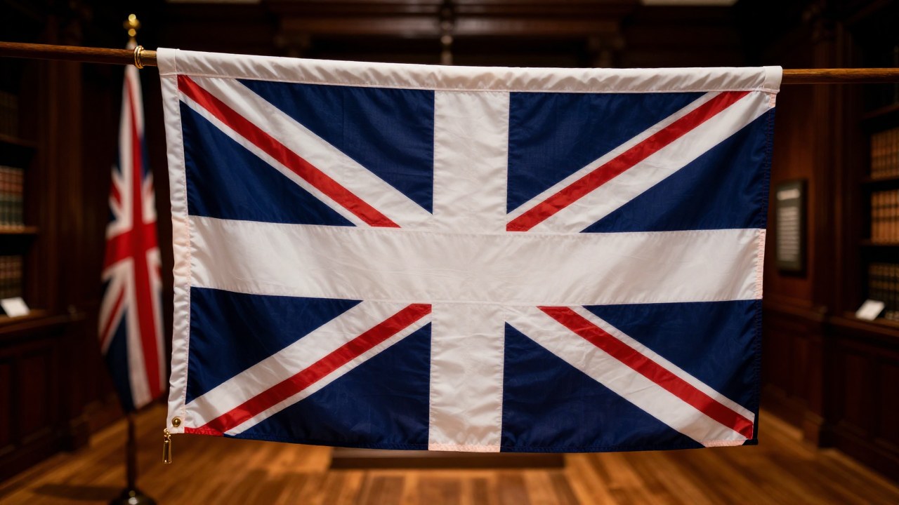 Bandera de la Cruz de San Andrés y la Union Jack en un archivo histórico.